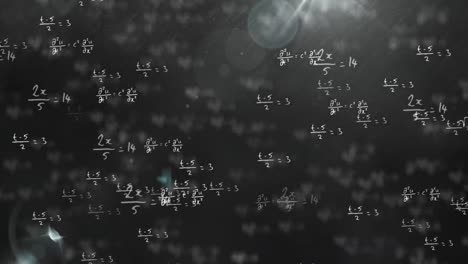 animación de fórmulas matemáticas que se mueven y parpadean sobre un fondo negro