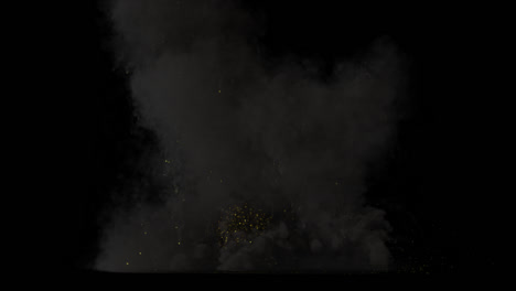 explosion effect with smoke and golden particles