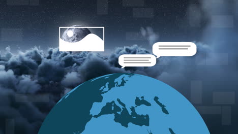 animación de un texto y procesamiento de datos en todo el mundo