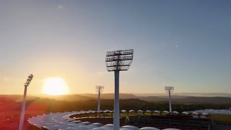 sunset view over stadium and river landscape