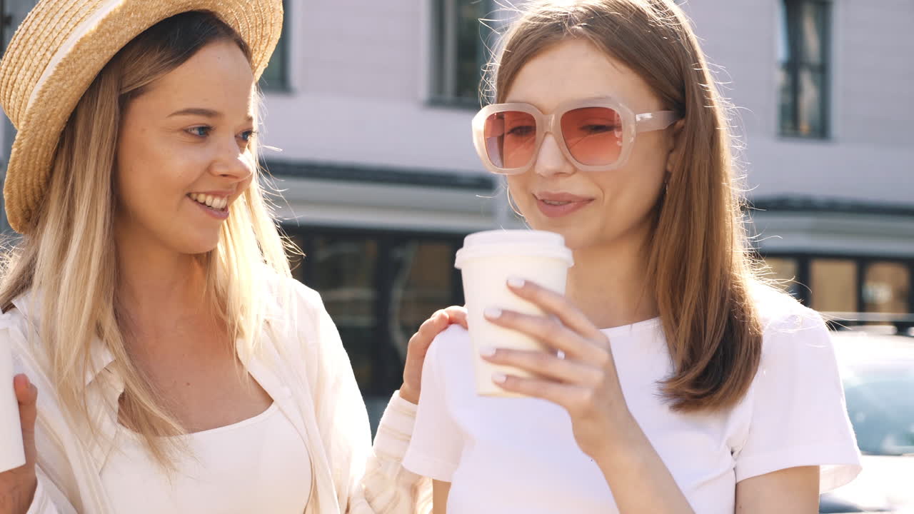 dos mujeres jóvenes disfrutando de café al aire libre