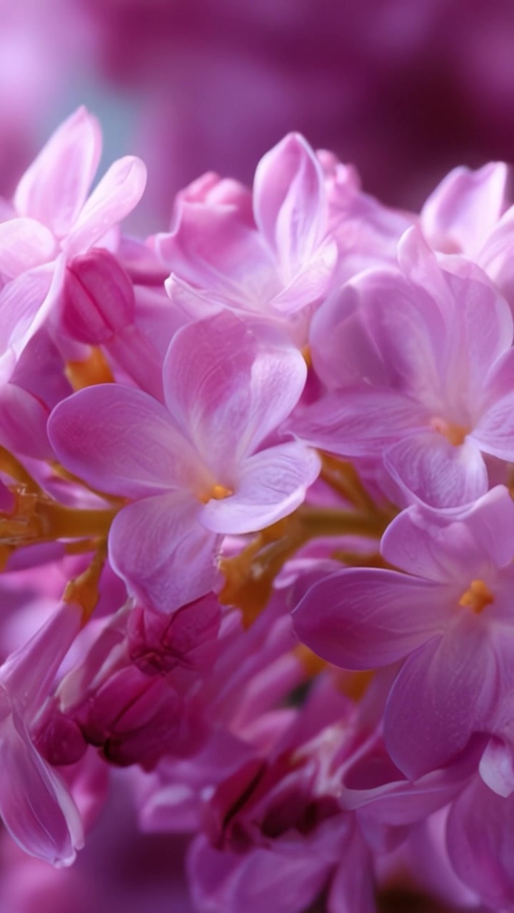 Pandangan Dekat Bunga Lilac Merah Muda yang Halus Mekar, Menangkap Keindahan Kemegahan Bunga Alam dan Warna Cerah Kelopak Musim Semi.