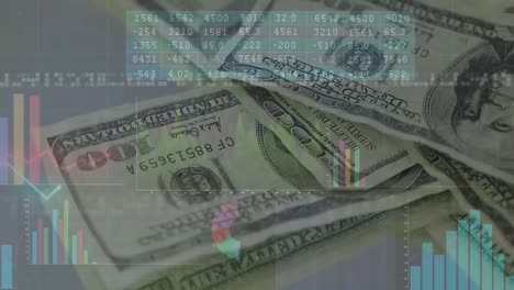 animación del procesamiento de datos sobre billetes