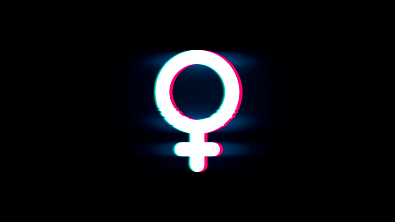 símbolo de género masculino en la animación vintage retro de glitch.