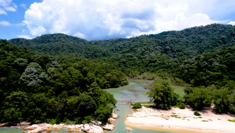 Scenic-View-Of-Meromictic-Lake-At-Penang-National-Park-In-Malaysia---drone-forward