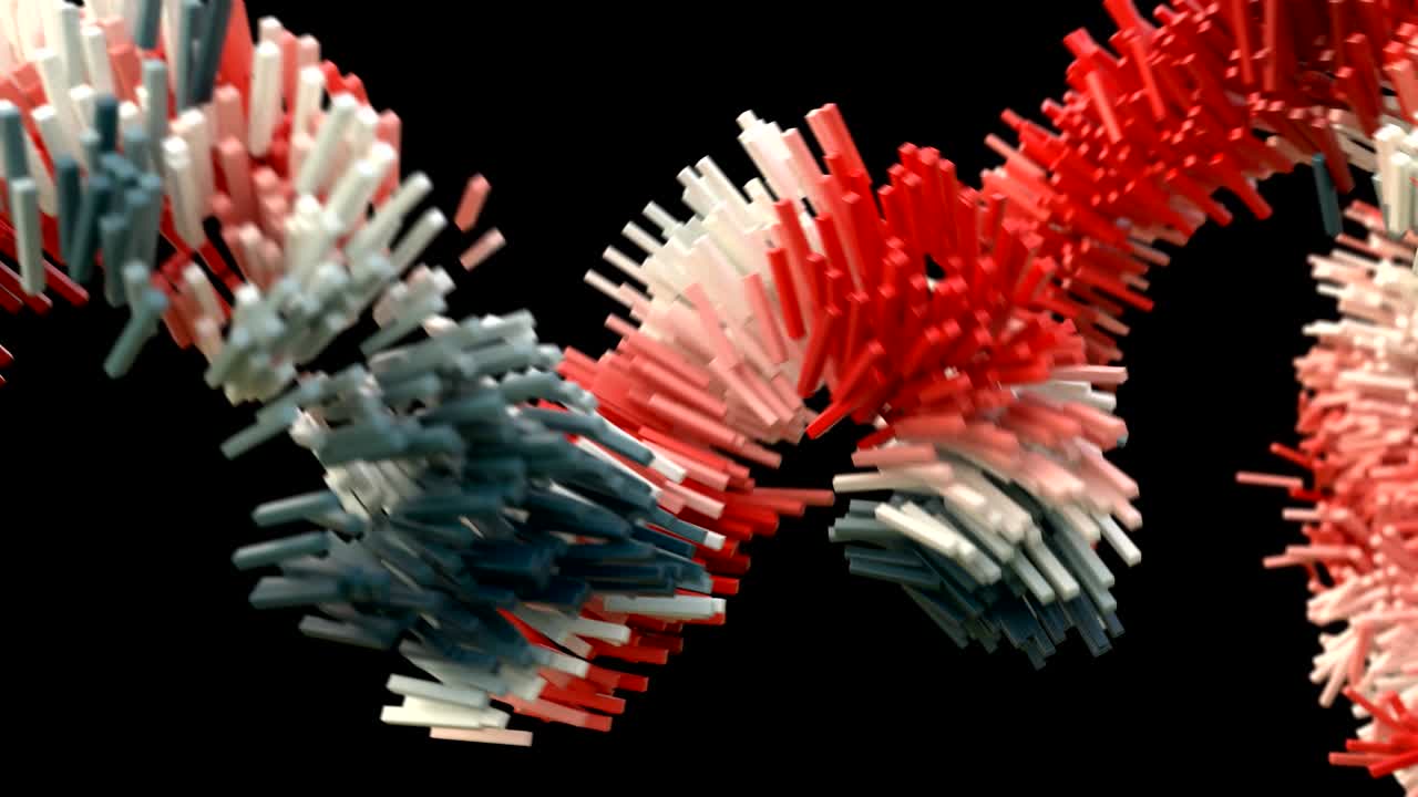 animación 3d que representa bloques de datos que fluyen en una red.