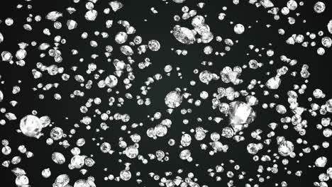 realistic brilliant diamonds raining down motion soft focus light loop background. green screen