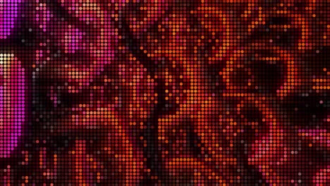 fondo brillante pixelado con filas rojas de círculos brillantes con efecto 3d. diseño. joyas redondas brillantes en movimiento digital techno, movimiento de bucle sin costuras relajante.