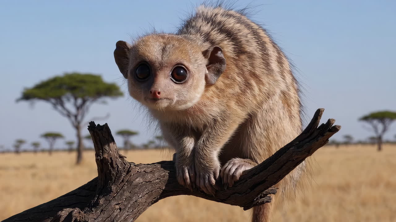 Baby Ring-Tailed Lemur on Branch