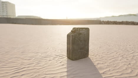 old rusted fuel can on the beach