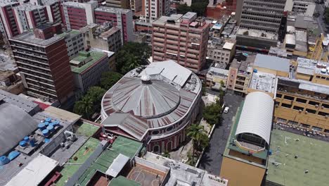 daytime aerial shot over the municipal theatre in caracas, venezuela