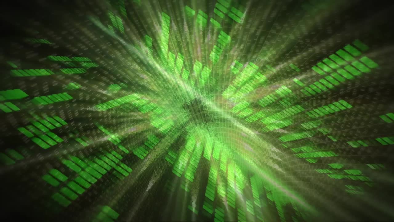 animación de puntos brillantes y rastros de luz con música gráfica ecualizador en movimiento