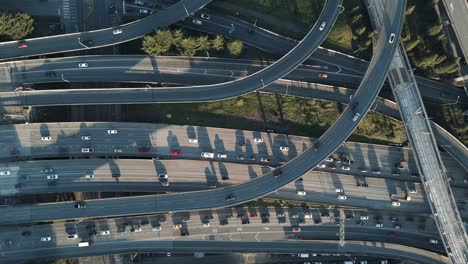 Birdseye Drone Tracking Video of Traffic on Multi-Layered Intersecting Freeways