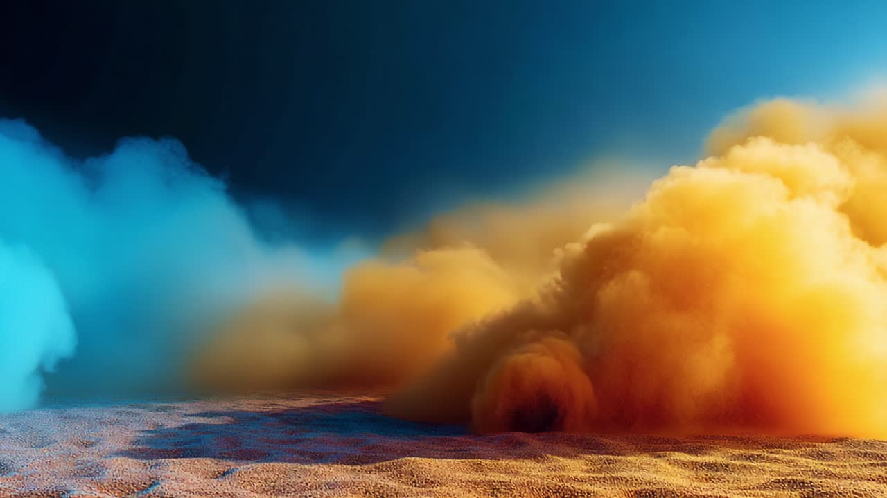 A Stunning Visual of Vibrant Sand and Colorful Dust Clouds Rising in the Air Capturing the Beauty of Nature's Unpredictable Elements and Their Harmonious Dance Across the Horizon