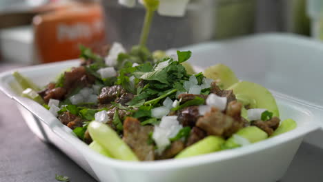 chorreando salsa de salsa de aguacate en un tazón ceto - serie de camiones de comida