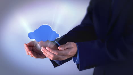 businessman presenting cloud computing graphic