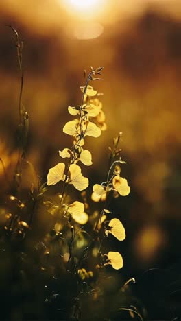 yellow flowers in sunset light