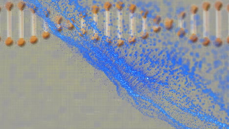 animation von blauen flecken über dem dna-strang