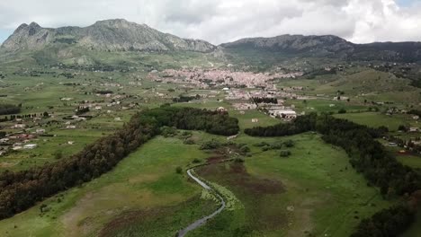 aerial view of piana degli albanesi. sicily