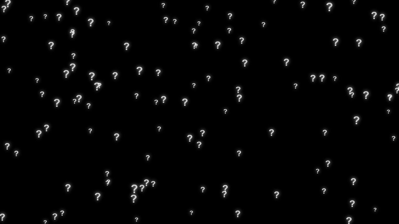Animated Glowing Question Marks Floating on Black Background