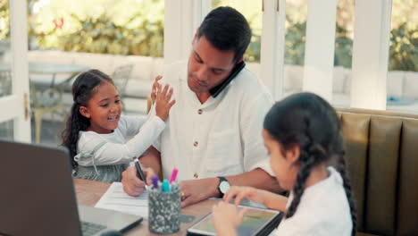 Multitask,-phone-call-and-dad-with-kids