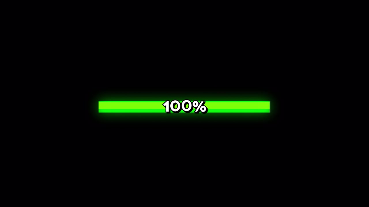 Digital Loading Progress Bar Filling Up to One Hundred Percent
