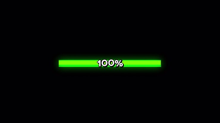Digital Loading Progress Bar Filling Up to One Hundred Percent