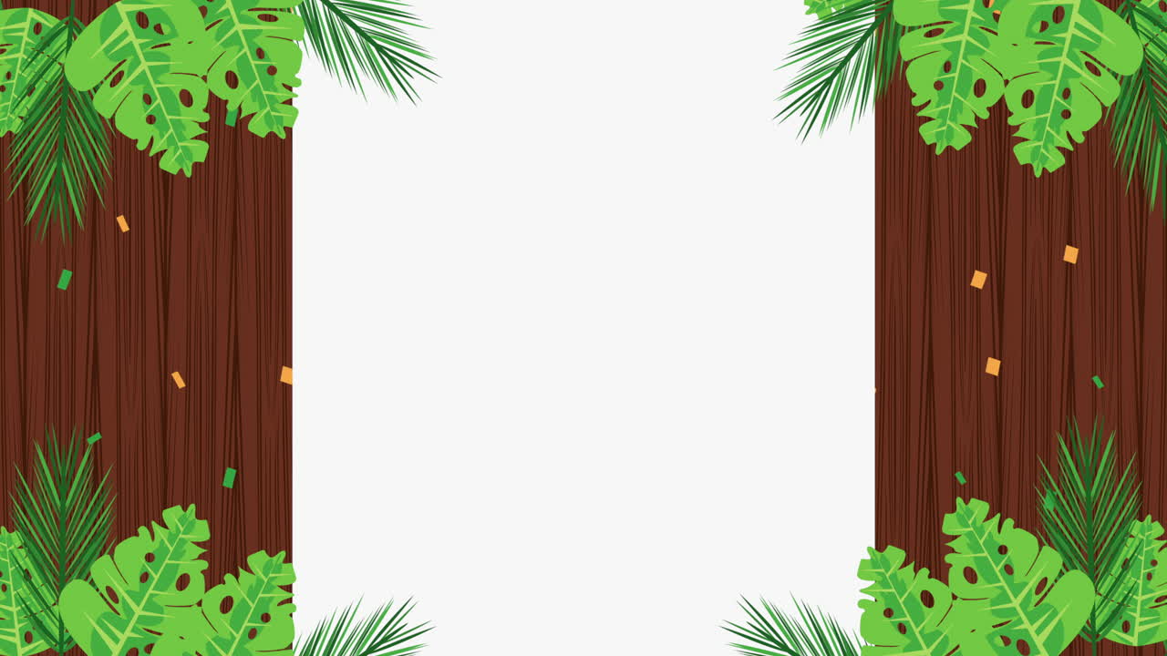 summer holiday season with tropical leafs frame