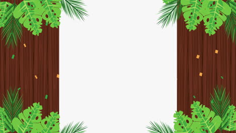 temporada de vacaciones de verano con marco de hojas tropicales