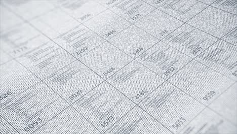 grid of numbers on a simulated newspaper