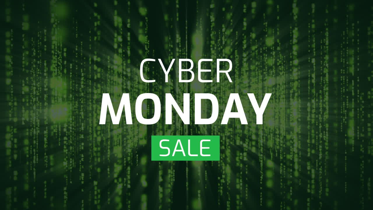 Cyber Monday sale sign against digital background 4k