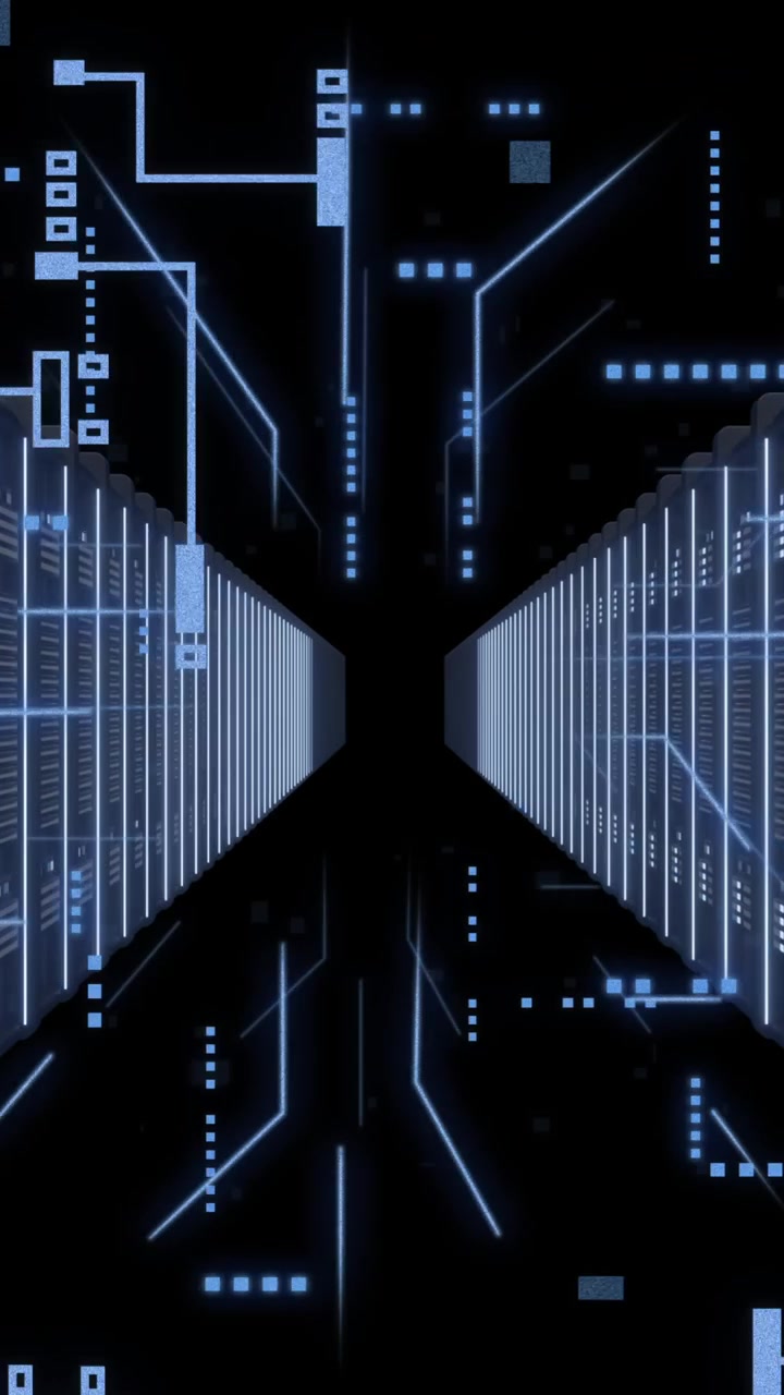 Animation of connections and data processing over computer servers