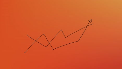 animation of hand written arrows pointing up with green spots on orange background