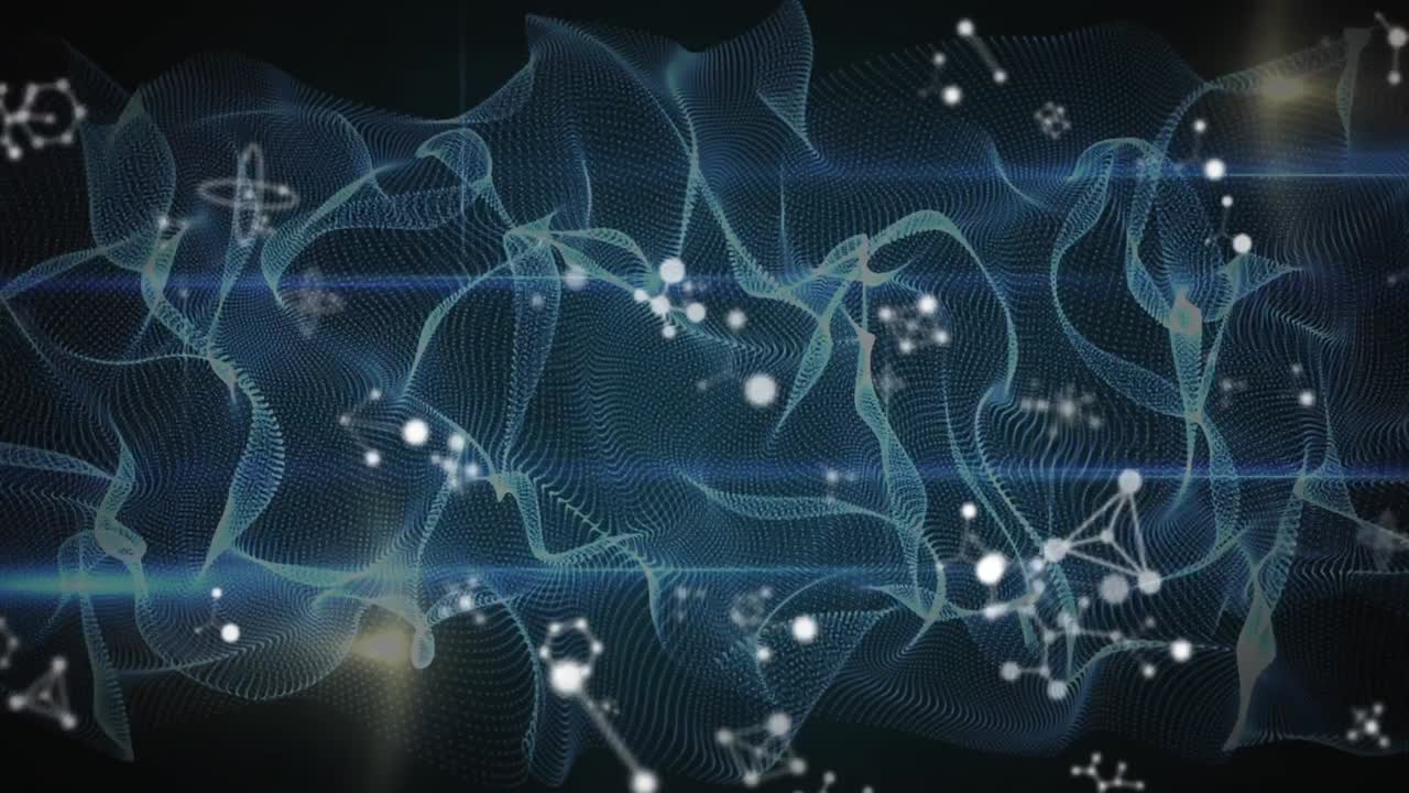 파란 선을 가로질러 연결 네트워크의 애니메이션