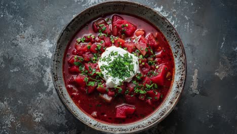 un delicioso tazón de sopa de borscht