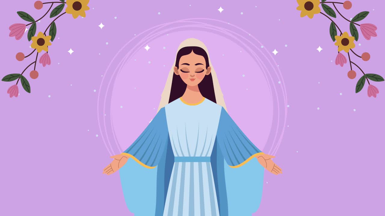 virgin mary with blue dress