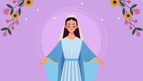 la virgen maría con el vestido azul