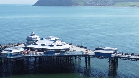 Landmark-Llandudno-pier-picturesque-Welsh-seaside-holiday-tourism-attraction-aerial-view