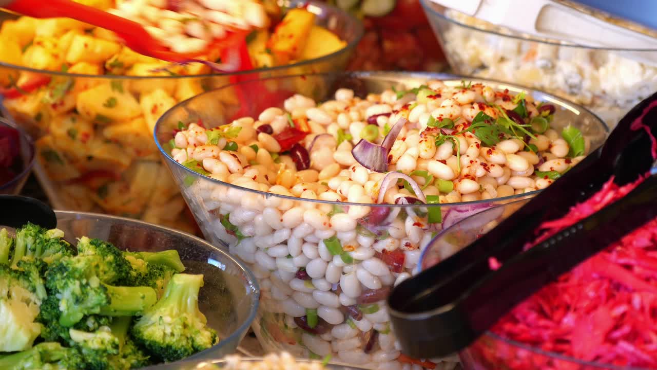 Colorful Salad Bar with Various Dishes