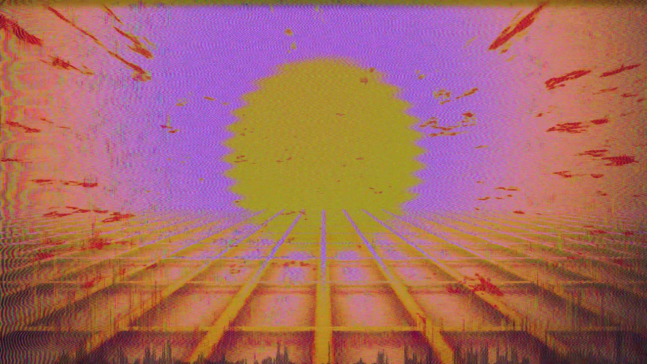 Sobreposição de Grade Glitch Retrô Futurista com Estética Vaporwave