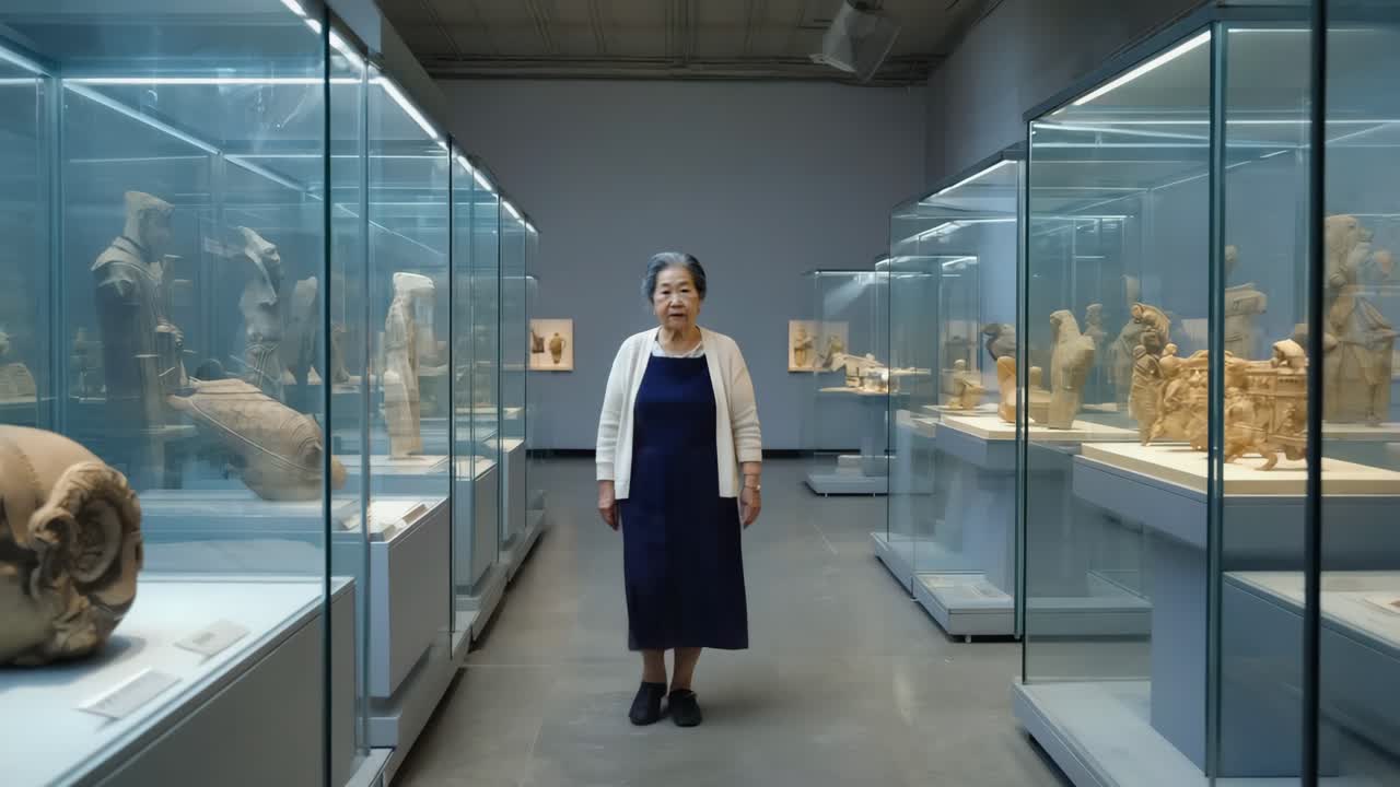 Woman Visiting Museum Exhibition