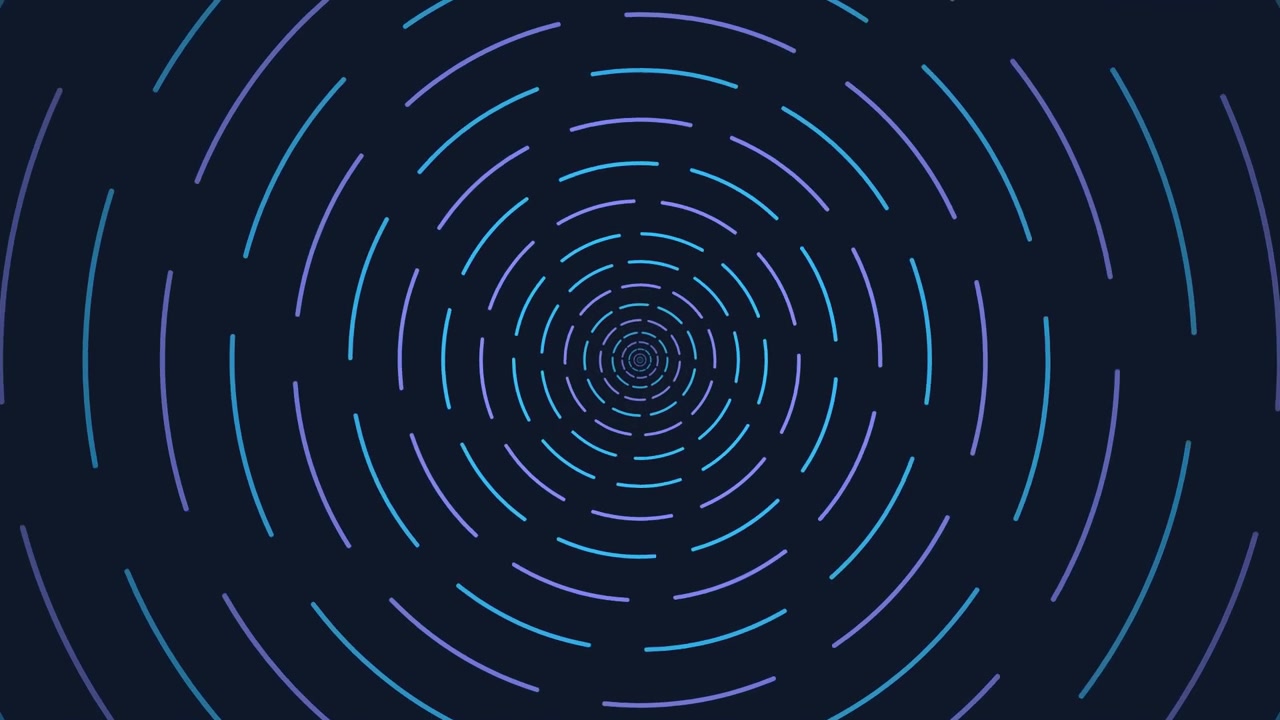 Abstract Rotating Spiral of Glowing Blue and Purple Dashed Lines