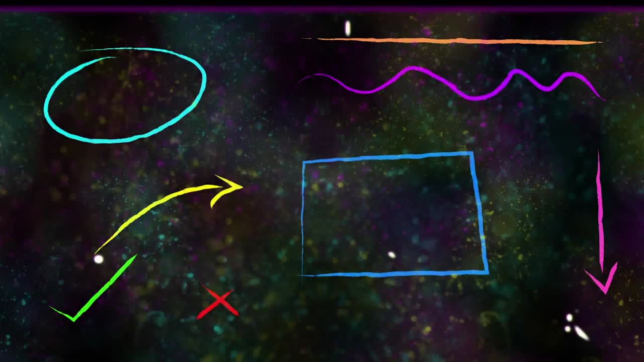 복사 공간과  ⁇ 박이는 색으로 손으로 그려진 아이콘과 함께 음성 거품의 애니메이션