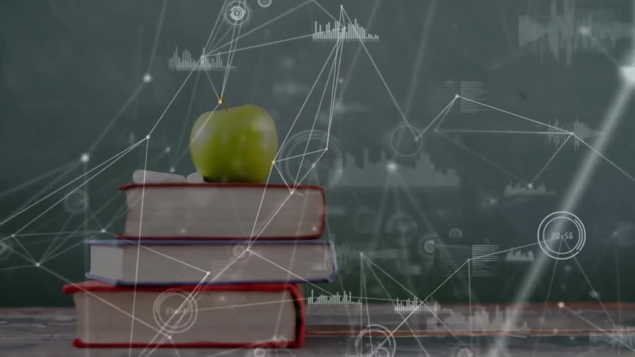 анимация кучи книг через сеть соединений с обработкой данных на заднем плане