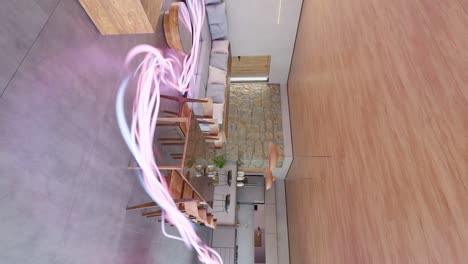 sala de estar apartamento moderno con flujo de energía renderización 3d