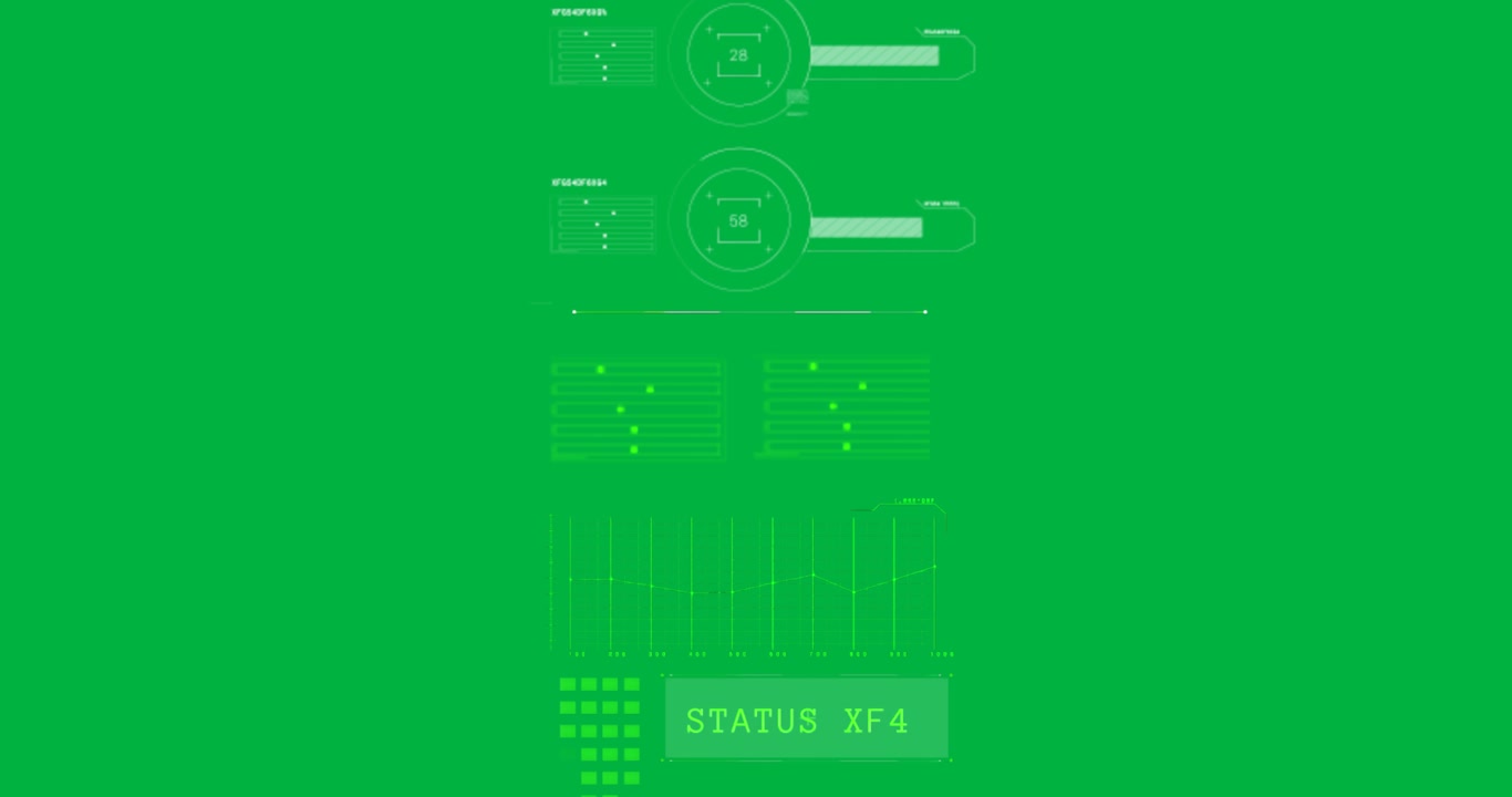 designer interacting with status interface on transparent UI showing neon green gauges, line graph
