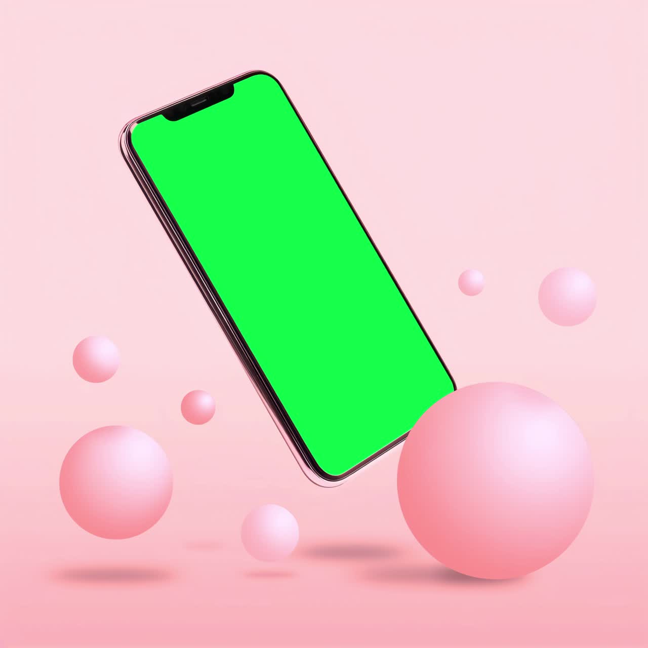 Aesthetic smartphone screen live mockup animation, transparent 4K video, green screen