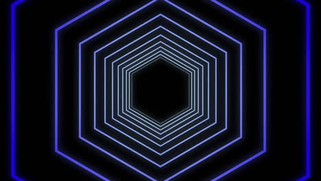 animación de múltiples contornos hexagonales púrpura en formas hexagonales azules y blancas en movimiento