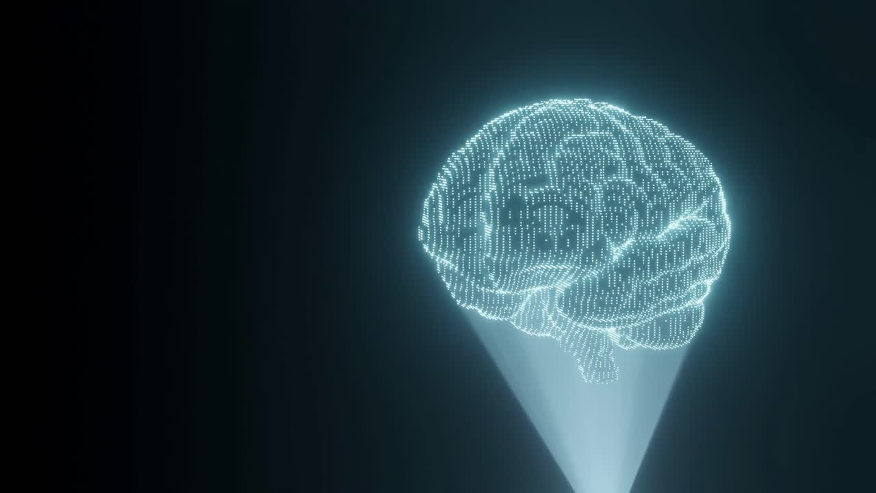 Holographic Image Of Brain Rotating 360 Degrees Free Stock Video ...