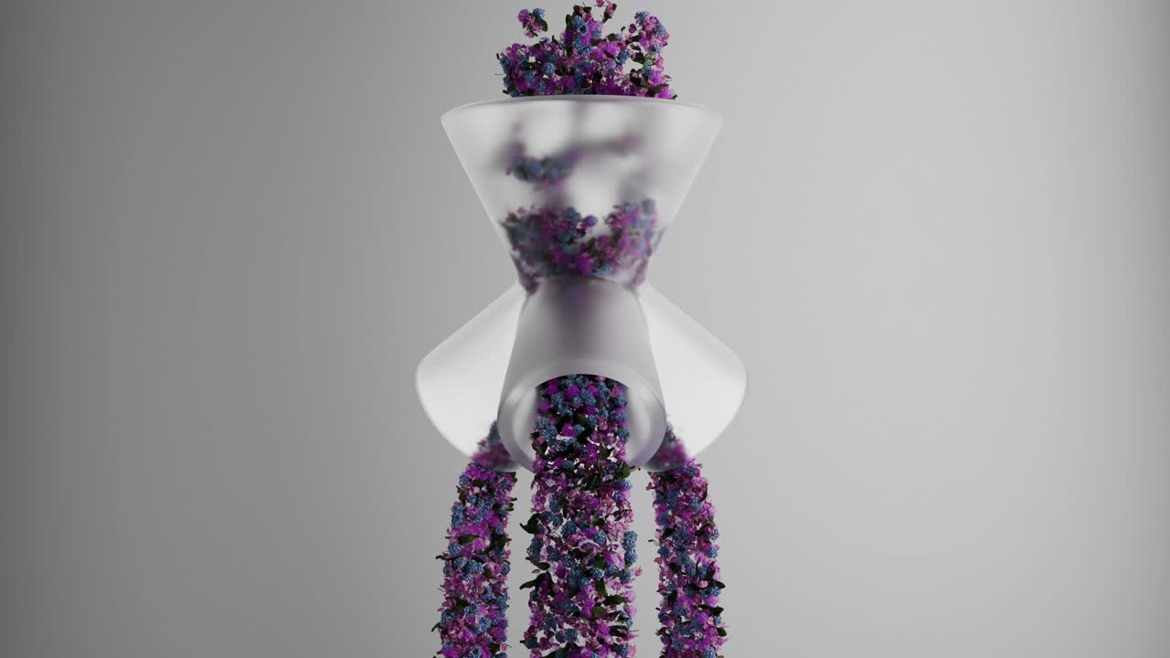 instalación floral abstracta